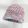Cappello alla pescatora in maglia grossa colorata da donna, caldo berretto rosa e blu. - M(56-58cm) / Rosa