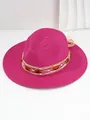 Detailed macro view of a vibrant fuchsia Panama straw hat decorated with amber beads - M (56-58cm) / Rose Red