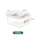 700ml transparent square food storage container with dimensions 12.5 x 11.3 x 6.5cm - Transparent 700ml