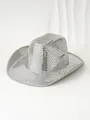 Cappello da cowboy disco d'argento con specchietti riflettenti per esibizioni sceniche. - M (56-58cm) / Argento