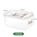 1400ml food grade transparent plastic food storage container with airtight lid for fridge - Transparent 1400ml