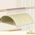 Premium cream white semi-circle non-slip hangers for seamless and shoulder-bump free storage - Metal Style / 1 Piece / Off White