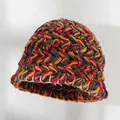 Cappello bucket in maglia grossa colorata per donna, stile berretto invernale arancione - M(56-58cm) / Rosso Multicolore