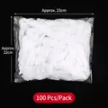 Bulk pack of 100 disposable waterproof shower caps in white plastic packaging - 42 cm / 100 Pieces Pack