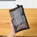 Transparent black A6 mesh stationery storage bag for school and office supplies - A6 / Black