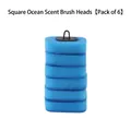 Pack of 6 square blue ocean scented disposable toilet brush sponge refill heads - Square Ocean Scent Refills / Set of 6