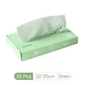 Box of 10 reusable green microfiber cleaning cloths for kitchen use, 20x20cm size - 10 Pieces / Green