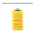 6-pack square lemon-scented disposable toilet brush replacement heads in yellow sponge - Square Lemon Scent Refills / Set of 6