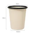 Großer beigefarbener Mülleimer ohne Deckel mit schwarzem Rand und 25 cm Höhe Maße - Klein (10L) / Creme