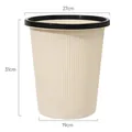 Cremefarbener Mülleimer aus Kunststoff mit schwarzem Rand und 31 cm Höhe - 16L / L / Creme