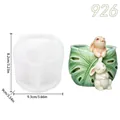 Silicone mold for rabbit and monstera leaf planter with clear dimension markings - Monstera Leaf Rabbits Style (lz926-175)