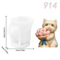 Silikonform für 3D West Highland Terrier Hund mit Tulpenstrauß Kerze zum Selbermachen - Tulpenhund (lz914-80)