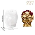 Halloween rose skull silicone mold for DIY aromatherapy candle with size measurements - Skull Bouquet (lz931-135)