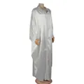 Elegant white African BUBU dress with beaded V-neck and batwing sleeves for women - One Size / Dresses / White