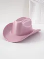 Detailansicht eines glänzenden rosa Cowboyhutes mit dezenter Glitzerstruktur für Partys - M (56-58cm) / Rosa