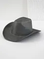 Detailansicht eines schimmernden schwarzen Cowboyhuts für Bühnen- und Festivalauftritte - M (56-58cm) / Grau