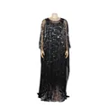 Detalle del vestido largo africano negro con lentejuelas plateadas brillantes y falda interior. - Talla única / Vestidos / Negro Plata