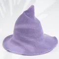 Elegant hand-knitted purple pointed witch hat for women halloween cosplay costumes - M (56-58cm) / Purple