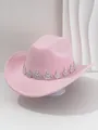Chapeau de cow-boy rose élégant orné d'une couronne de strass pour mariages et soirées. - M (56-58cm) / Rose Clair