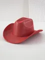 Detailansicht eines funkelnden roten Western-Cowboyhutes für Bühnenauftritte und Feste - M (56-58cm) / Rot