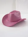 Detaillierte Nahaufnahme eines funkelnden rosa Glitzer-Cowboyhuts für Bühne und Festivals - M (56-58cm) / Dunkelrosa