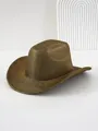 Dettaglio ravvicinato di cappello da cowboy dorato metallico per spettacoli e feste - M（56-58cm） / Oro Marrone