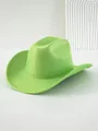 Primo piano del cappello da cowboy glitterato verde neon per costumi da rave party - M（56-58cm） / Verde