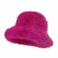 Vibrant pink fluffy plush bucket hat for women offering cozy winter warmth - M (56-58cm) / Rose Red