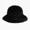 Stylish black faux fur bucket hat, soft plush winter accessory for women's warm daily wear - M (56-58cm) / Black