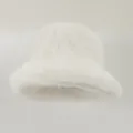 Elegant white plush faux fur bucket hat for women winter warmth and stylish commute - M (56-58cm) / White