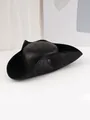 Side view detail of a black textured tricorn pirate hat perfect for party costumes - M (56-58cm) / Black