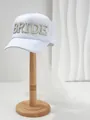 Cappello sposa bianco con eleganti scritte in perle e strass e velo da sposa - M（56-58cm） / Stile BRIDE Grande Bianco