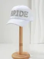 Dettaglio del cappello a rete bianco BRIDE con strass e un lungo velo da sposa molto elegante - M（56-58cm） / Stile BRIDE con Strass Bianchi Bianco