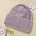 Bonnet en tricot violet épais et élégant pour la chaleur hivernale et la protection - M (56-58cm) / Violet Taro