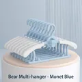 Monet blue telescopic baby clothes hangers with bear design, non-slip PP material - Stackable Telescopic Bear Style / 10 Pieces Pack / Monet Blue