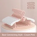 Retractable children's clothes hangers in creamy pink with cute bear design for baby - Stackable Telescopic Bear Style / 10 Pieces Pack / Baby Pink