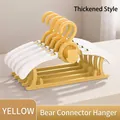 Yellow bear-themed linkable baby hangers with non-slip thickened design for kids clothes - Thickened Telescopic Bear Hanger / 10 Pieces Pack / Yellow