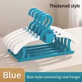 Adjustable blue baby clothes hangers with cute bear design, thickened style - Thickened Telescopic Bear Hanger / 10 Pieces Pack / Blue