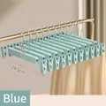 Premium non-slip light blue pant hangers with adjustable clips for skirts and trousers - Thickened Style with Movable Clips / Nordic Blue