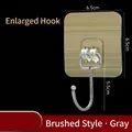 Pack of 10 heavy duty adhesive wall hooks in brushed gray finish 6.5cm square - Large Brushed Gray (45 Silk) / 10 Pieces Pack