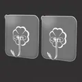 Set of two heavy duty transparent adhesive wall hooks with 6x6cm square base stickers - 30 Silk Transparent Hook (6x6cm) / 10 Pieces Pack