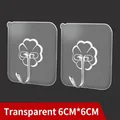 Transparent adhesive wall hooks 2pcs set 6x6cm size for kitchen and bathroom usage - 35 Silk Transparent Hook (6x6cm) / 10 Pieces Pack