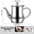 1500ml stainless steel oil filter pot with integrated strainer and dust-proof cap - 1500ML (With Filter And Dust Cap)