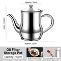 Premium 1000ml stainless steel oil filter pot with built-in mesh and dustproof spout cover - 1000ML (With Filter And Dust Cap)