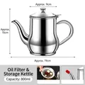 800ml 304 stainless steel oil filter storage pot with mesh strainer and spout lid - 800ML (With Filter And Dust Cap)