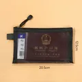 Portable black mesh passport holder and document organizer bag measuring 20.5 x 12.5 cm - A6 / Black