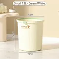 Small 12L cream white trash can with cute bear logo for home kitchen - Small 12L / Cream