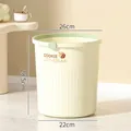 16L large cream-colored trash can with cute bear print for home kitchen - Large 16L / Cream