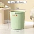 Small 12L green cream-style trash can for home office with dimension labels - 12L / Green