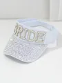 Dettaglio visiera bianca con scritta BRIDE in perle e decorazione con strass - M（56-58cm） / Sposa con Perle